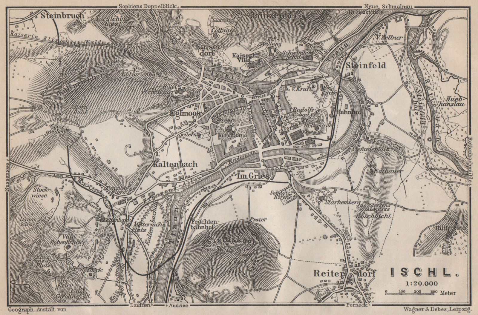 BAD ISCHL antique town city plan stadtplan. Austria Österreich karte 1905 map
